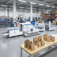 Machine automatique de fabrication de sacs en papier kraft à fond carré pour le shopping et l'alimentation, utilisée dans les usines de fabrication