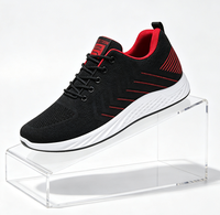 Baskets de sport pour hommes à semelle amortie, en maille tricotée, à lacets, confortables, respirantes, rehaussantes, légères, imperméables, vente en gros