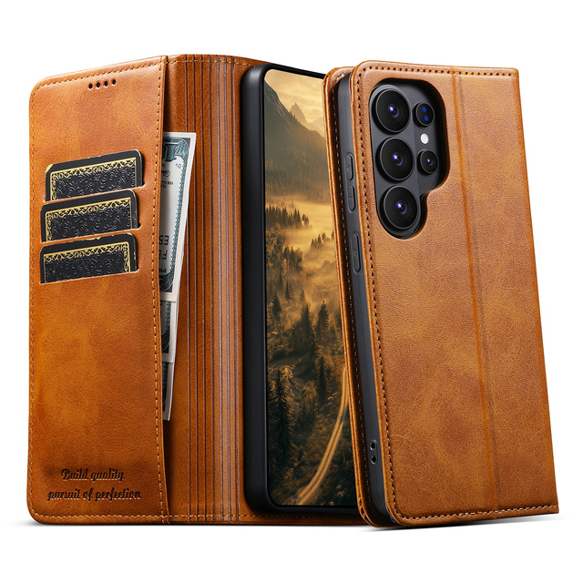 Denior OEM/ODM PU Leather Multi-Slot Flip Wallet Phone Case, Factory Direct, Compatible with S26/S25/S24/S23/S22 Series