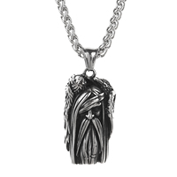 Collier Pendentif Odin en Acier Inoxydable pour Hommes, Bijoux Viking Nordiques, Mythologie Nordique, Prêt à Expédier