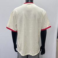 Col épissé et poignets T-shirt beige à manches courtes T-shirt à col rond et épaules tombantes T-shirt d'été unisexe en pur coton