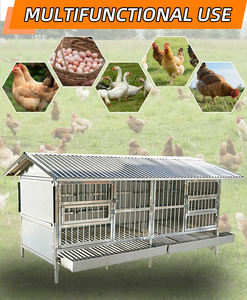 Paslanmaz Çelik Açık Hava Tavuk Kümesi ve Tavşan Kafesi, Tekerleklerle Kolay Taşınabilir, Nefes Alabilen Tasarım, Kolay Kurulum - Product Image 3
