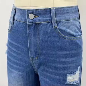 Jean déchiré vintage imprimé pour femme, taille haute, coupe ample et large, jambe droite, en denim, taille XL, décontracté pour l'été - Product Image 5