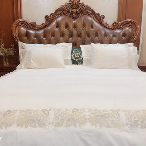 Juego de Ropa de Cama Deeda de Lujo, 100% Algodón Satén <span class=keywords><strong>Blanco</strong></span>, Bordado de 5 Estrellas, 4 Piezas, Tamaño Queen, para Hogar u Hotel - Product Image 3