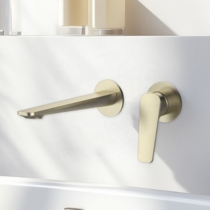 2025 Mới Nhất Trong-Treo Tường Lưu Vực Mixer Brass Giấu Lưu Vực Mixer Tap Tường Với 2 Tấm Tròn Phòng Tắm Lưu Vực Vòi Vòng - Product Image 1