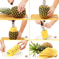 Épluche-ananas en acier inoxydable Gadgets de cuisine Outils de fruits Trancheuse manuelle de coupe d'ananas