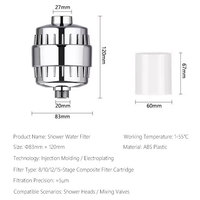 Purificateur d'eau de douche transfrontalier le plus vendu en acier inoxydable avec filtration à 8-10-15-20 niveaux, remplissage automatique et élimination du chlore