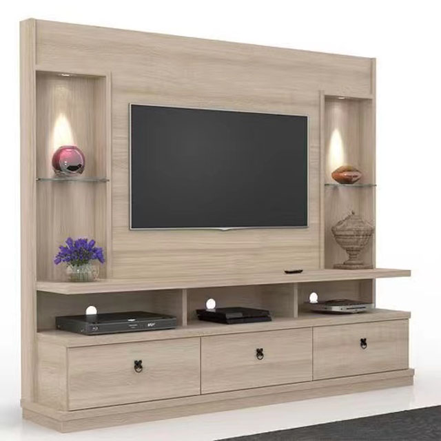 Kabinet TV Kayu Sesuai Pesanan, Furnitur Ruang Tamu Modern HZ Sederhana Modular