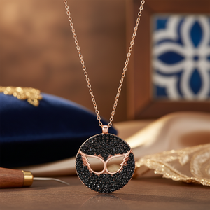 Pendentif en zircon noir au design d'aile d'ange, bijoux en argent sterling 925 faits à la main en Turquie, vente en gros - Product Image 3