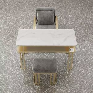 Ensemble de table et de chaises de salon en métal, vente en gros d'usine, table de travail en verre, table de salon de manucure de luxe - Product Image 3