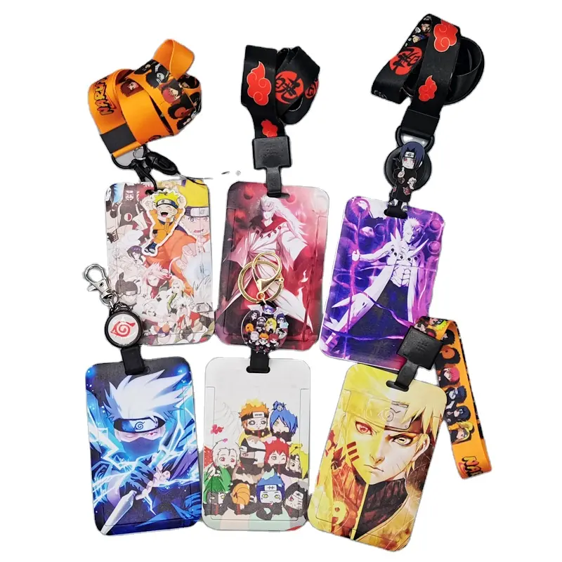 Wholesale anime cartoon hokage lanyard with badge polyester neck Uzumaki lanyard with card holder for Student