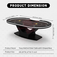 Table de poker Texas moderne sur mesure pour 10 joueurs avec LED, nouveau design, table de jeu de luxe en métal pour utilisation en casino