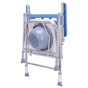 Folding <b>Commode</b> Chair Aluminum Alloy <b>Portable</b> Toilet Chair For Elderly And Pregnant Women Shower Chair With Basin - Product Image 2