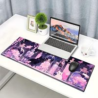 Tapis de souris XXL surdimensionné à motif floral personnalisé, imperméable, antidérapant, avec bordure renforcée