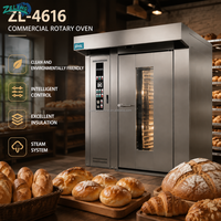 Nouveau four rotatif automatique électrique et à gaz 16 plateaux en acier inoxydable, four de cuisson commercial double combustible à commande numérique intelligente haute performance