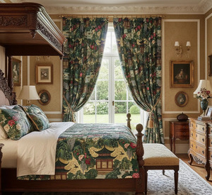 Thibaut Pagoda Inspired Dense Floral Window <b>Curtain</b> 70% Light Blocking Decorative Room Darkening Drapery Panel <b>for</b> Living Room - Product Image 1