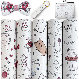 Haute qualité PU <span class=keywords><strong>cuir</strong></span> synthétique tissu rouleau dessin animé <span class=keywords><strong>chat</strong></span> imprimé Faux <span class=keywords><strong>cuir</strong></span> feuilles pour bricolage boucles d'oreilles cheveux arcs projets sac - Product Image 6