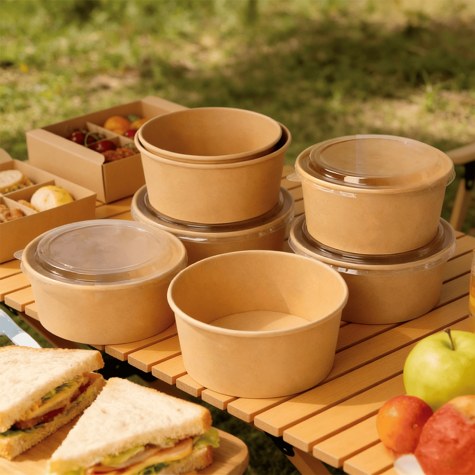 Disposable Food Grade Biodegradable Recyclable Kraft Paper Bowls 500ml ...