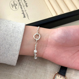 Pulsera de Plata de Ley S925 con Perlas y Cierre de Palanca en Forma de Corazón, Joyería para Mujer, Regalo - Product Image 4