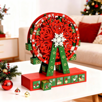 2026 auf Lager Weihnachtliches Holz-Riesenrad Adventskalender 24 Tage Countdown Geschenkbox Wiederverwendbare Heimdekoration Bastelbedarf