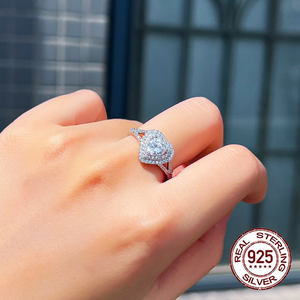 Женское обручальное кольцо в форме сердца, 925 из чистого серебра - Product Image 6