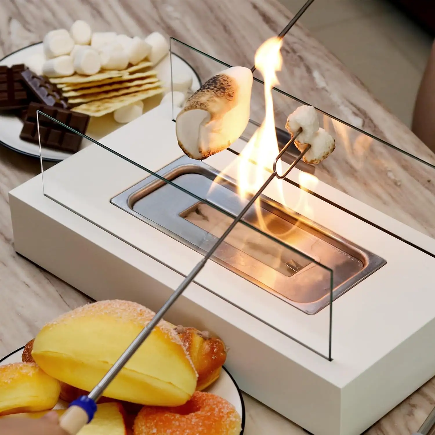 Tabletop Fire Pit for Christmas Decorations Indoor Mini Table Top Firepit Small Fireplace Bowl Table Decor Smores Maker