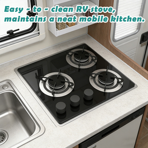 Cuisinière à gaz compacte à trois brûleurs JDA facile à nettoyer, en acier inoxydable SS304, intégrée pour camping-car, cuisine mobile, <span class=keywords><strong>caravane</strong></span> et vie en van - Product Image 4