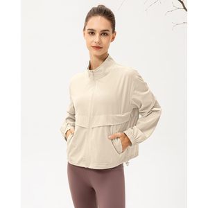 Giacca sportiva con Zip leggera da donna Premium con colletto antivento e protezione solare per il Top Yoga da allenamento all'aperto - Product Image 1