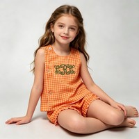 Ensemble de vêtements pour bébé fille personnalisé avec monogramme brodé, 2 pièces, sans manches, avec bloomers, en coton, pour nourrissons et tout-petits