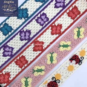 Ruban en dentelle de coton au crochet style bohème, motif <span class=keywords><strong>papillon</strong></span>, coccinelle, marguerite, pour accessoires de vêtements et sacs, vente en gros - Product Image 6