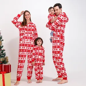 2022 छुट्टी Loungewear पार्टी नाइटवियर मूंगा ऊन Hooded Zippered pijamas क्रिसमस onesie परिवार मिलान पजामा