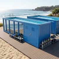 Conteneur maritime industriel extérieur de grande taille 40 pieds, préfabriqué, durable, avec fenêtre en verre, pour piscine et enseignement de la plongée