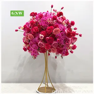 مصنع GNW مصنوع يدويًا فاخر رومانسي وردي فاتح ترتيب زهور مركزية