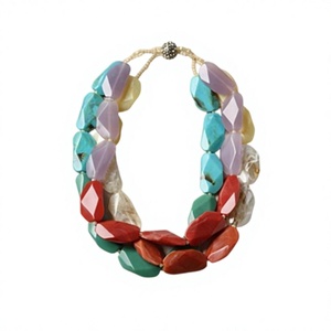 Nouveau collier de perles géométriques en pierre naturelle, coloré, pour femme, style bohème, design élégant, bijoux de fête, cadeau de mariage pour femme - Product Image 1