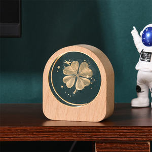 Jour de noël romantique lampe d'ambiance USB alimenté <span class=keywords><strong>cerf</strong></span> ours conception éclairage de chevet boule de cristal Led 3D éclairage de nuit - Product Image 2