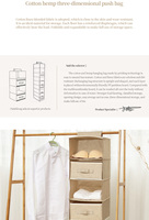 Série de boîtes de rangement suspendues pliables en coton et lin, bacs organisateurs en tissu imperméable