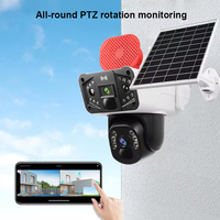 Lente Dual 3 pantallas 6MP cámara de red de seguridad al aire libre panorámica de alta definición CCTV WIFI Solar 4G cámara de tarjeta Sim