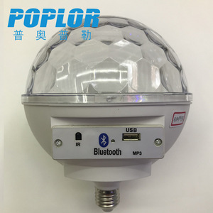 Poplor <b>Led</b> Crystal Magic <b>Ball</b> Light RGB Color E27 Base Music Lamp With Usb Mp3 Player - Product Image 1