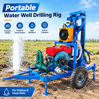 Petite plateforme de forage de puits d'eau, machine de forage de puits portable à diesel, profondeur 150 m
