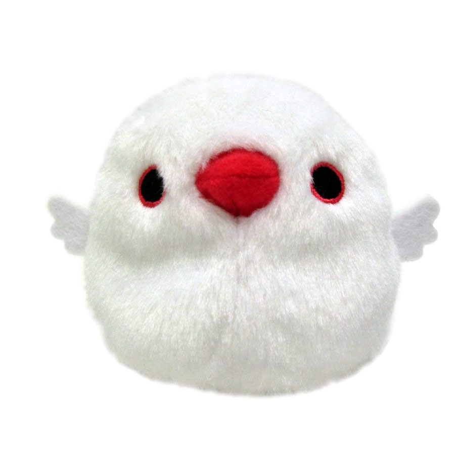 A080 Mini White Java Sparrow Stuffed Toy Plush Animal Bird Fluffy Small Plush Soft Toy Sparrow