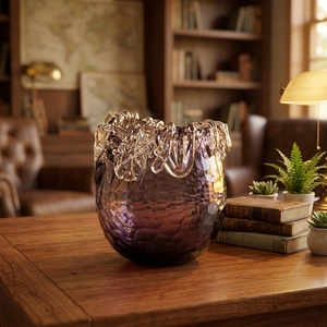 Vase à fleurs en verre coloré artisanal tendance pour la décoration du salon - Product Image 3