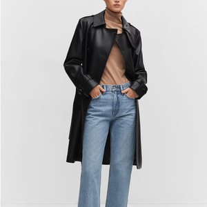 Abrigo de Cuero para Mujer de Alta Calidad, Diseño de Moda Invernal, Cuello Camisero, Diseño Personalizado, Manga Larga - Product Image 5