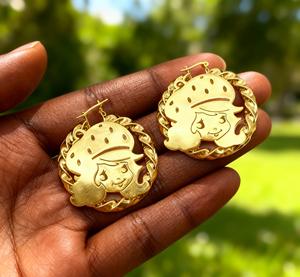 Personal isierte benutzer definierte Zeichentrick figur Twist Ohrring benutzer definierte Name Bambus Creolen für Frauen Mädchen benutzer definierte Creolen - Product Image 5