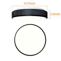 Plafonnier LED moderne minimaliste en métal noir de 14 pouces pour salon et couloir