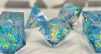 Ensemble de dés polyédriques en résine faits à la main DND - Composants complets pour le jeu de rôle Dungeon & Dragon, thème Elfe Bleu