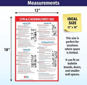 Affiche de premiers secours en cas d'étouffement 12 x 18 pouces. Panneau de premiers secours laminé pour nourrissons, enfants et adultes, pour les écoles, les infirmières, les bureaux, les lieux de travail - Product Image 3