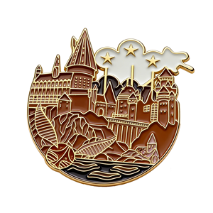 Enamel Metal <b>Pin</b> Castle Scene Brooch Gold Tone Single Side <b>Badge</b> for Clothing Bag Gift - Product Image 1