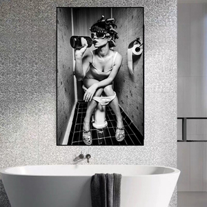 Pittura Hotel toilette pittura murale ritratto in <span class=keywords><strong>bianco</strong></span> <span class=keywords><strong>e</strong></span> <span class=keywords><strong>nero</strong></span> tela pittura Home Living Decor - Product Image 2