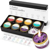 Bougies Chakra avec collier de guérison Coffret cadeau de méditation de luxe pour femmes Soulagement du stress Décor spirituel Bougies de guérison Yoga