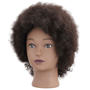 Maniquí de Entrenamiento para Cosmetología, Cabello Humano 100%, Ondulado, Afroamericano, para Prácticas de Salón, <span class=keywords><strong>Peluquería</strong></span>, Trenzado y Peinado Afro - Product Image 4